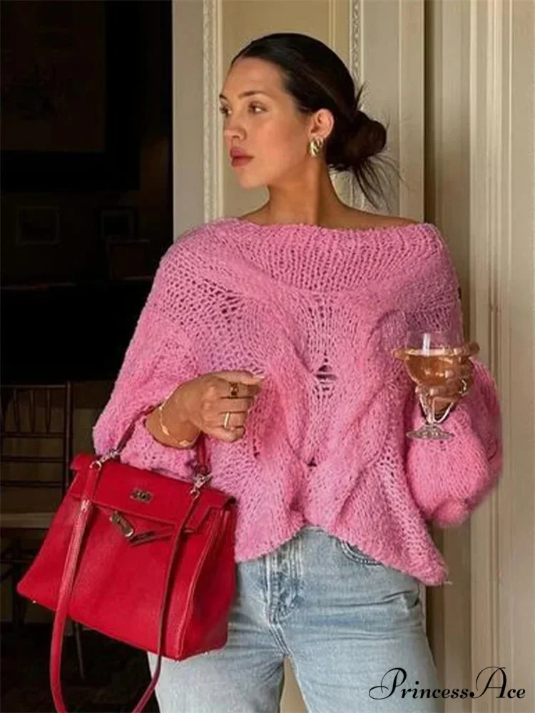 Transparent Informal Baggy Y2K Knitted Sweater - Image 6