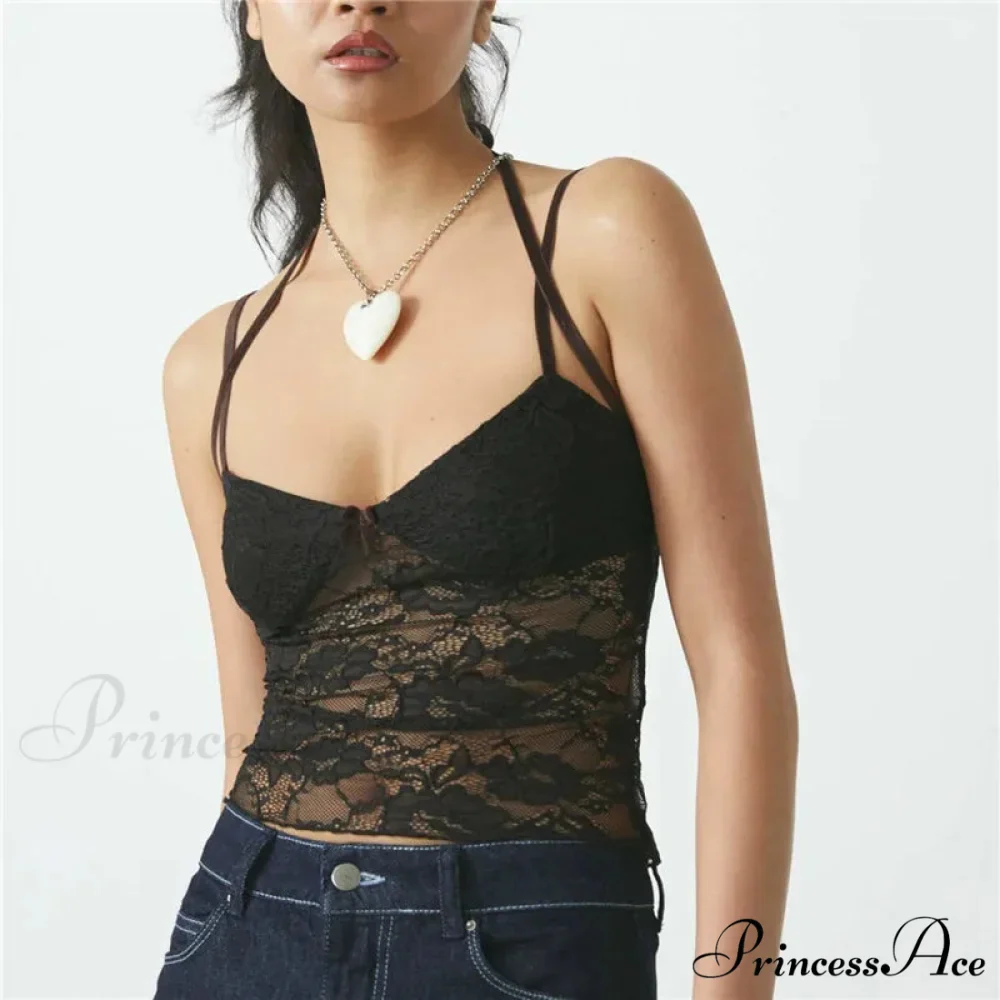 Transparent Lace Patch Crop Top - Image 6