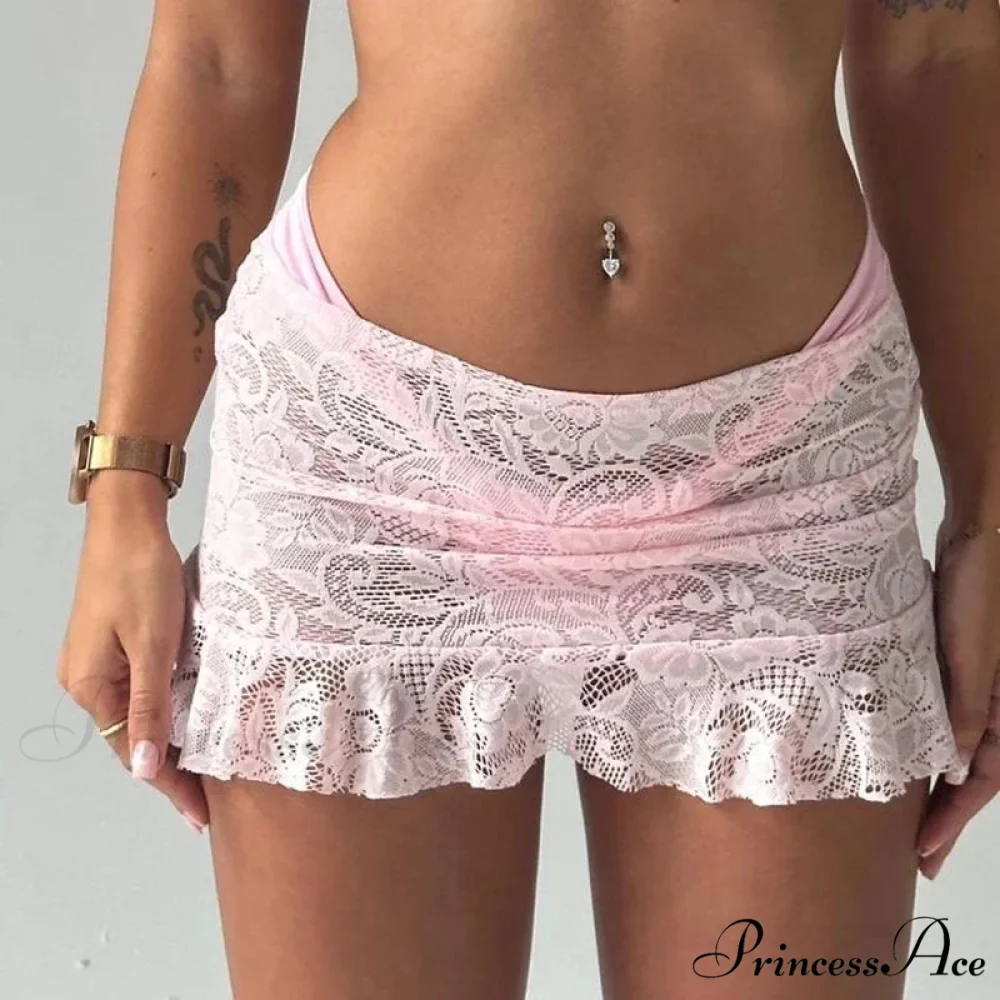 Transparent Mesh Frill Mini Skirt - Image 2