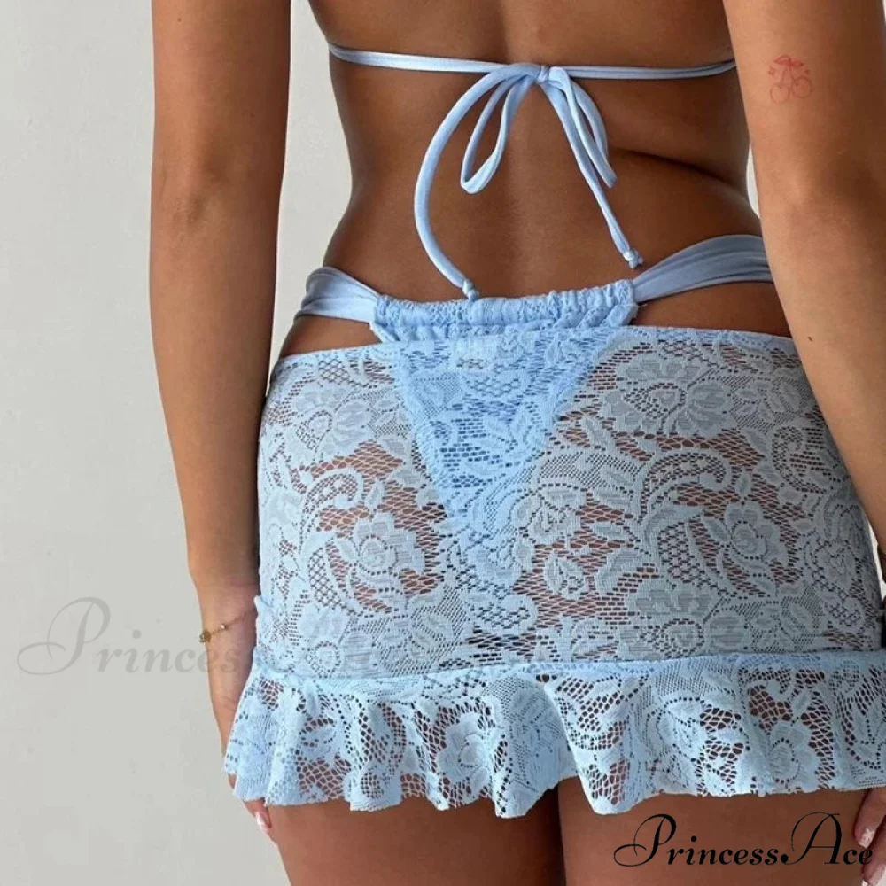 Transparent Mesh Frill Mini Skirt - Image 4
