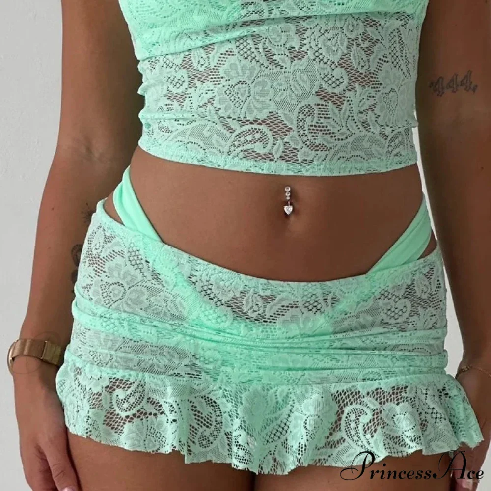 Transparent Mesh Frill Mini Skirt - Image 8