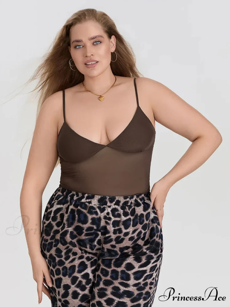 Transparent Net Backless Thin Strap V-neck Crop Top - Image 7