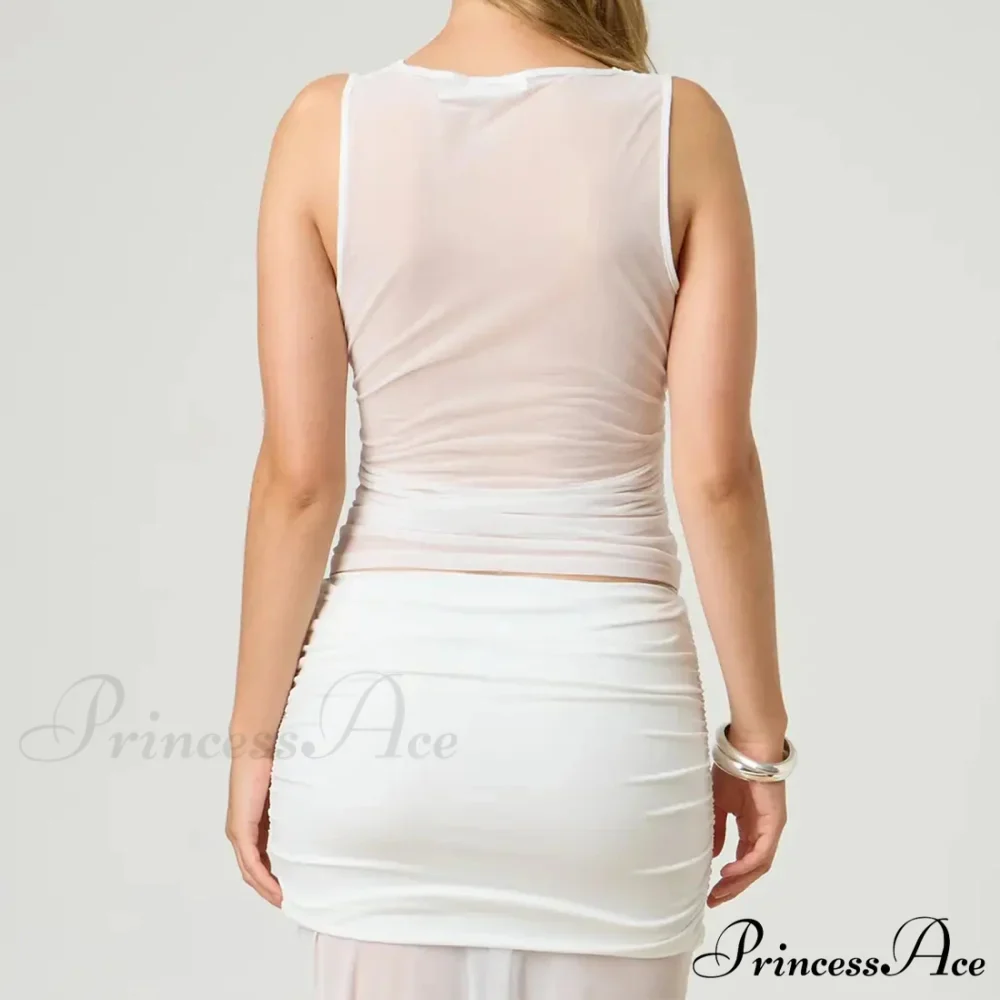 Transparent Net Layering Crop Top - Image 2