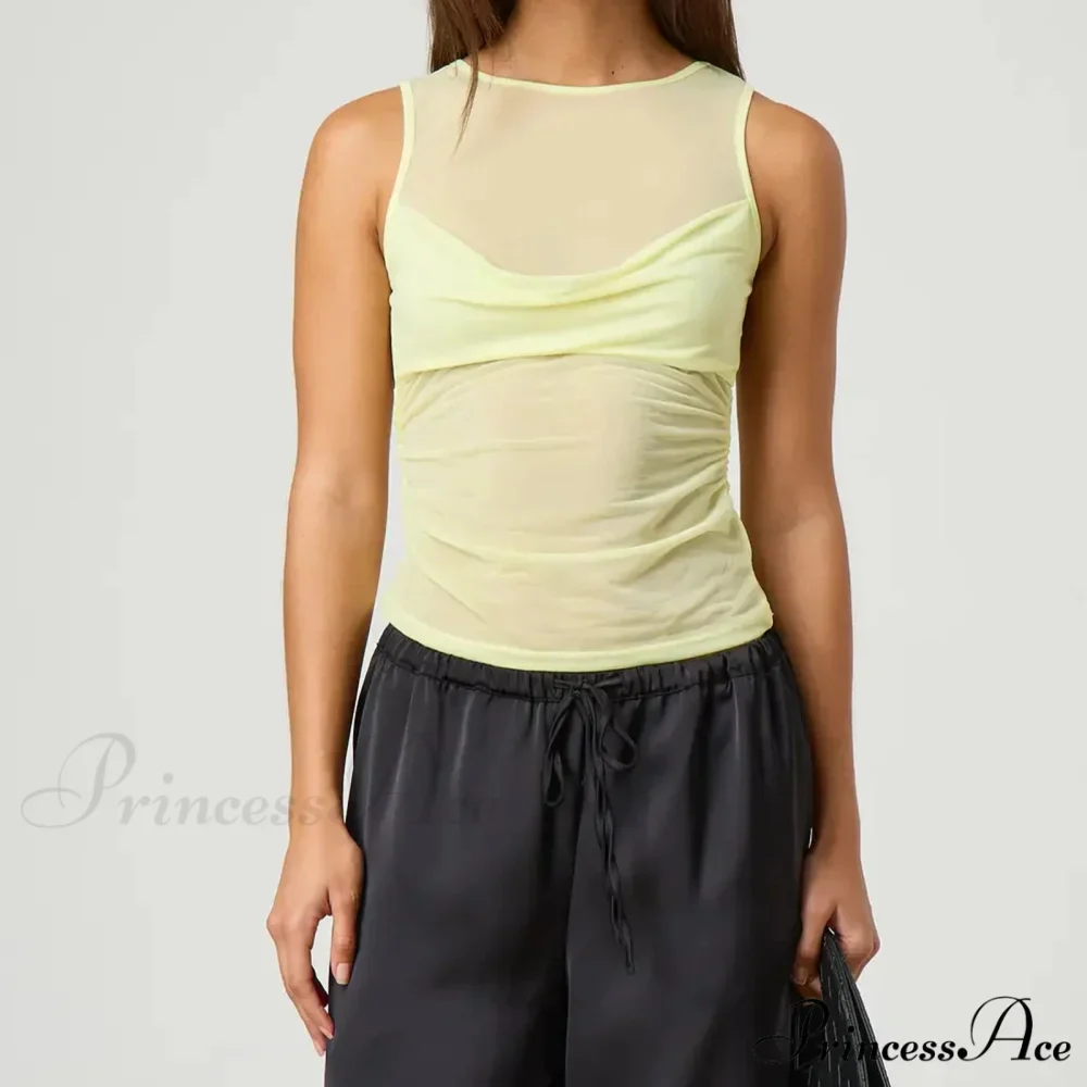 Transparent Net Layering Crop Top - Image 3