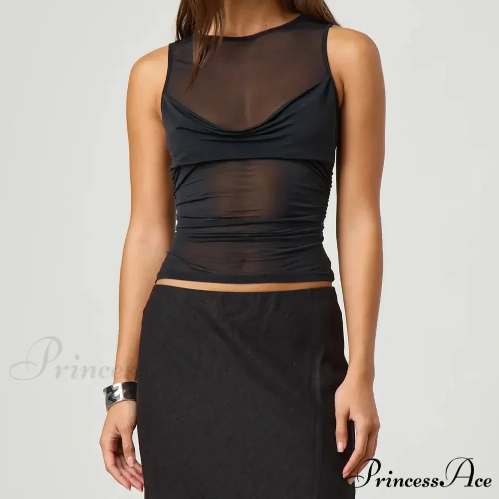 Transparent Net Layering Crop Top - Image 5