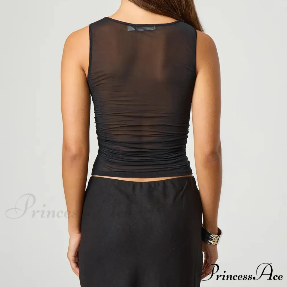 Transparent Net Layering Crop Top - Image 6