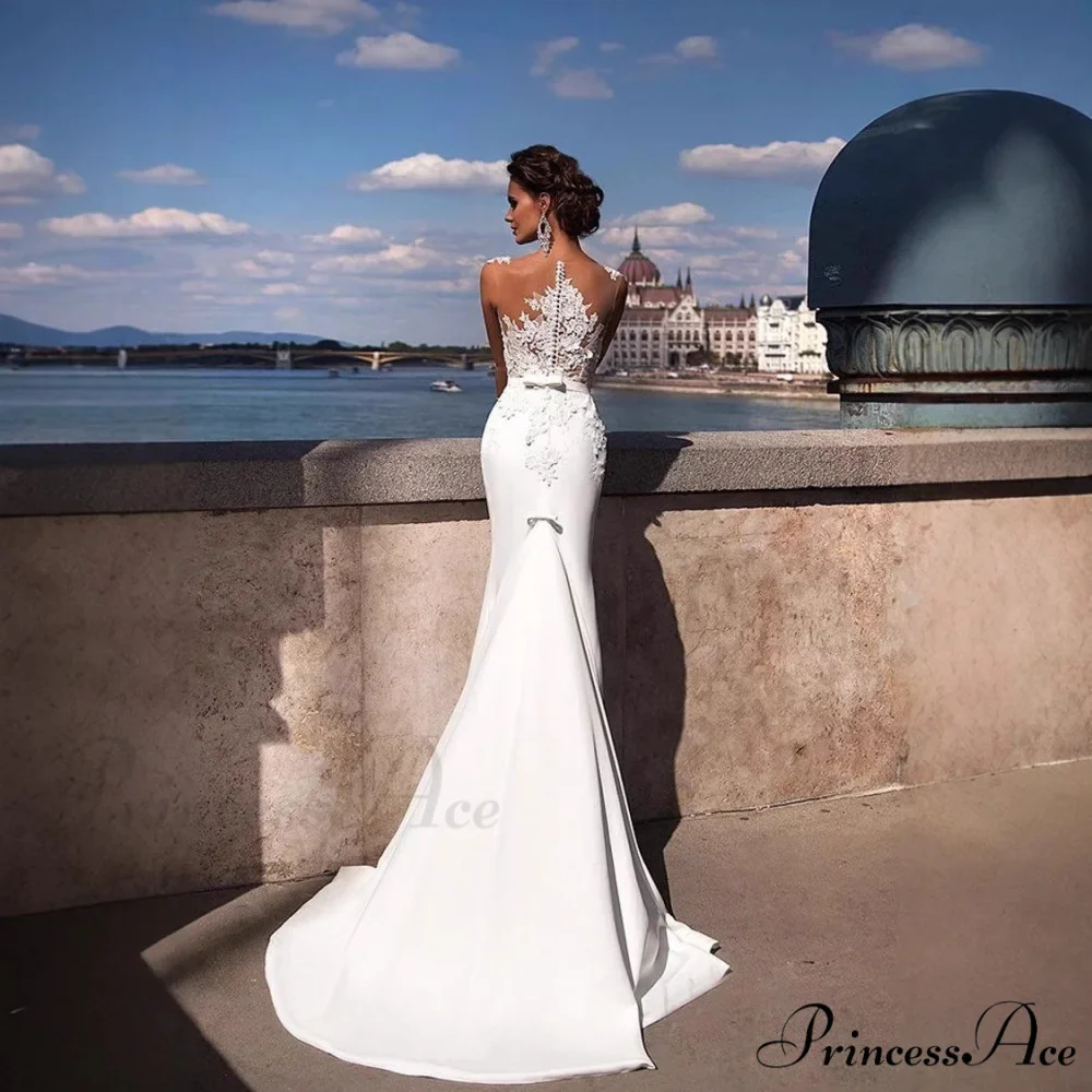 Transparent Net Long Train Wedding Gown - Image 2