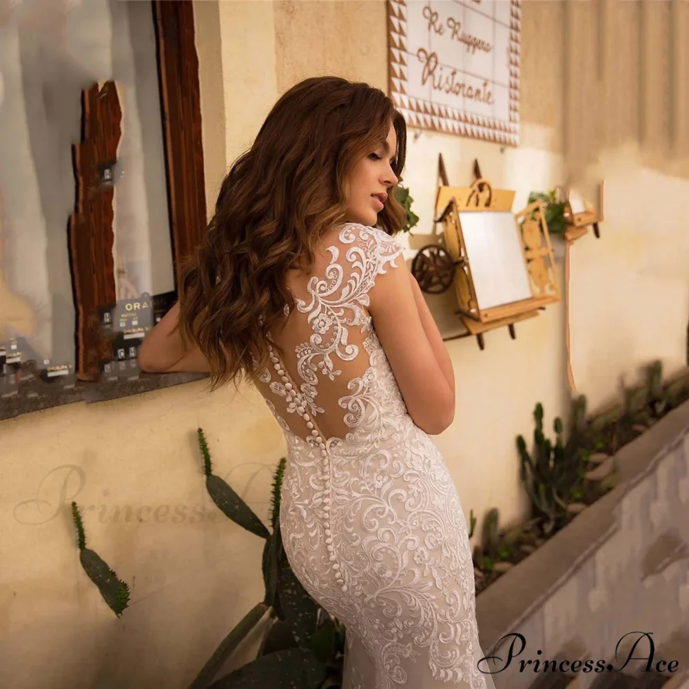 Transparent Net Mermaid Bridal Wedding Gown - Image 4
