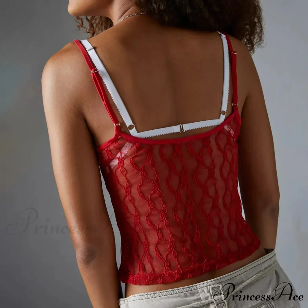 Transparent Net Square Neck Crop Top - Image 2