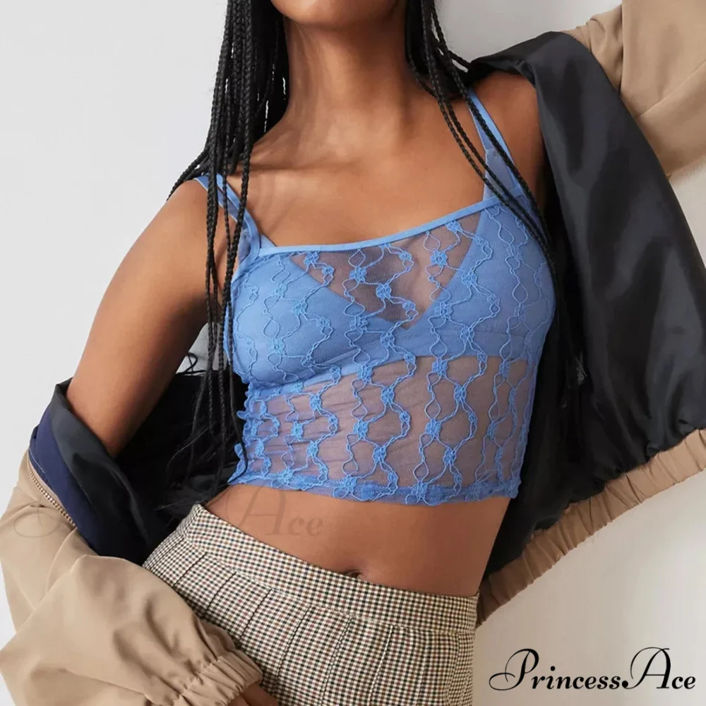 Transparent Net Square Neck Crop Top - Image 3