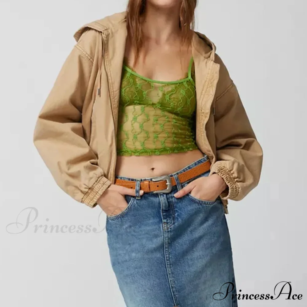 Transparent Net Square Neck Crop Top - Image 5