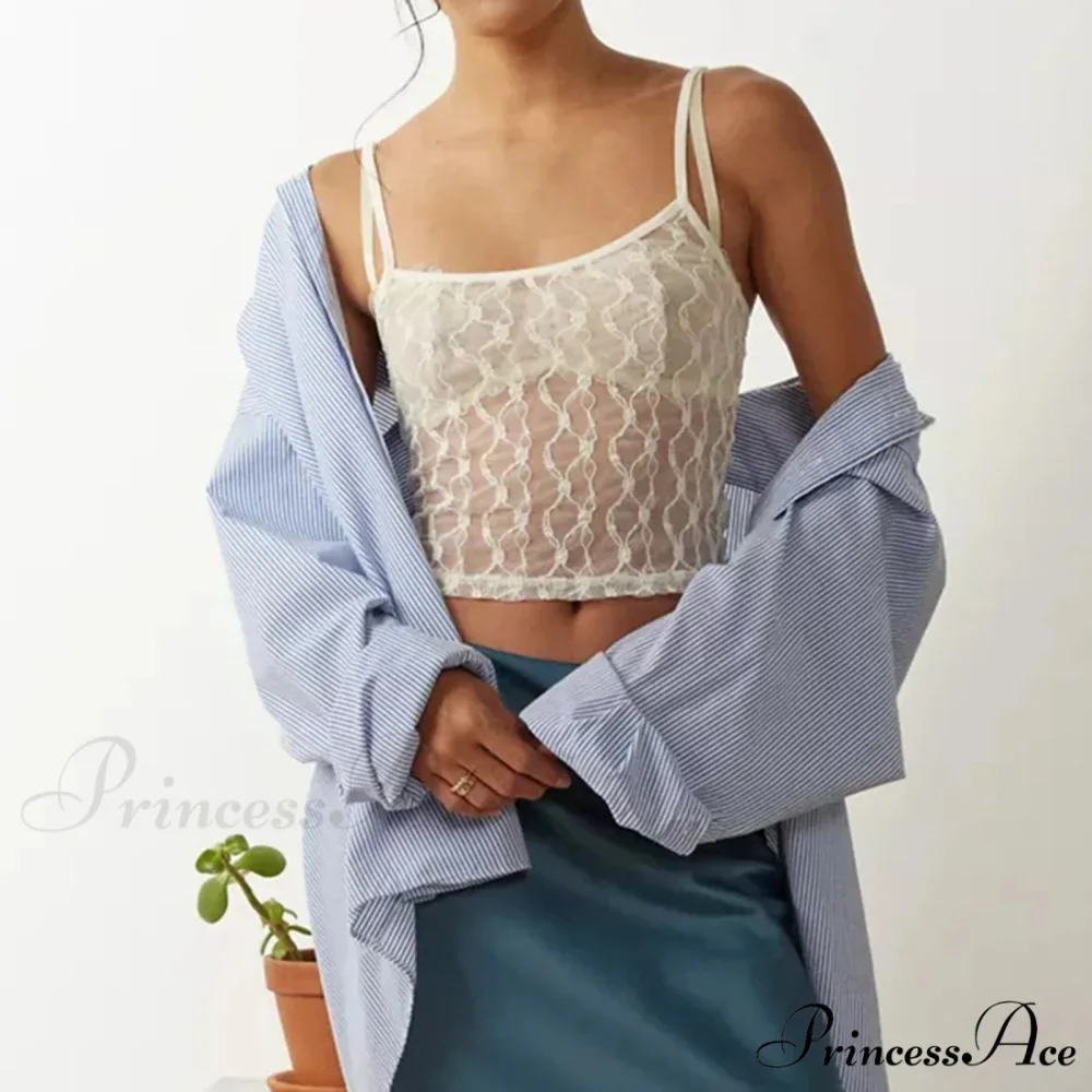 Transparent Net Square Neck Crop Top - Image 6
