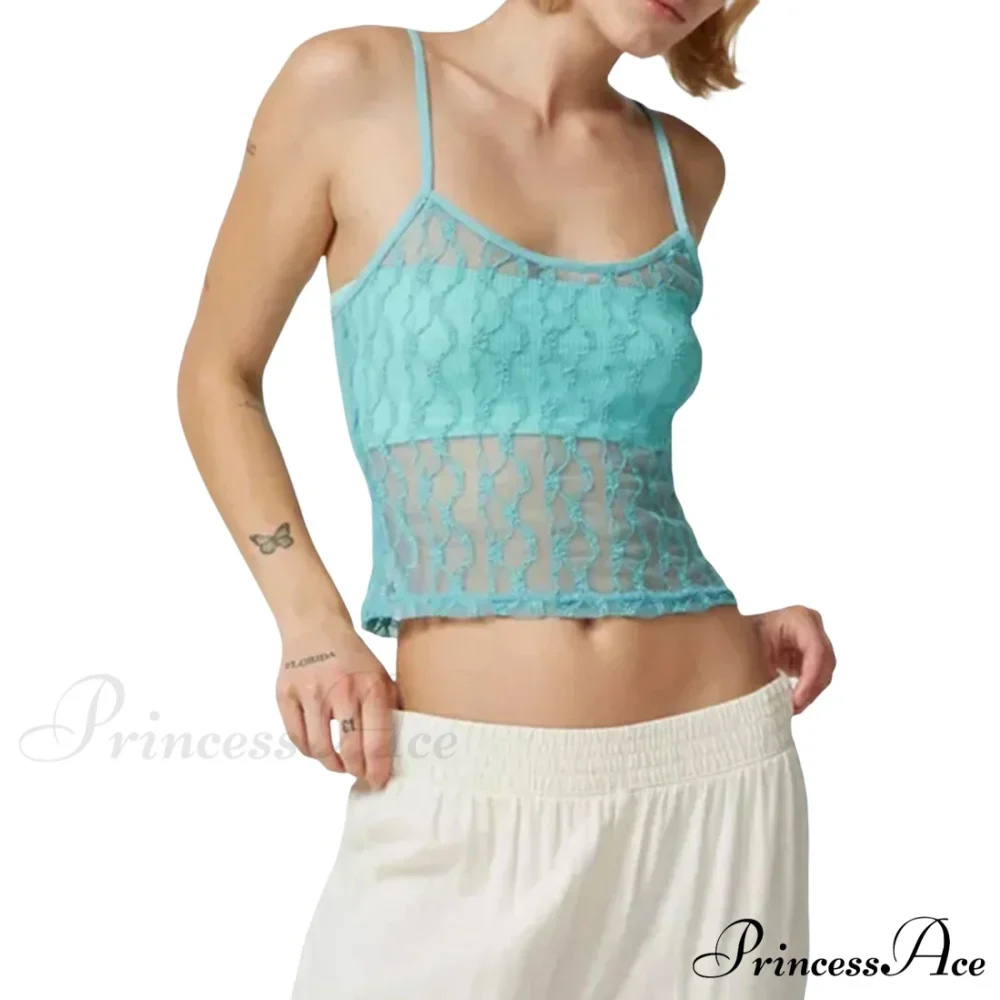 Transparent Net Square Neck Crop Top - Image 8