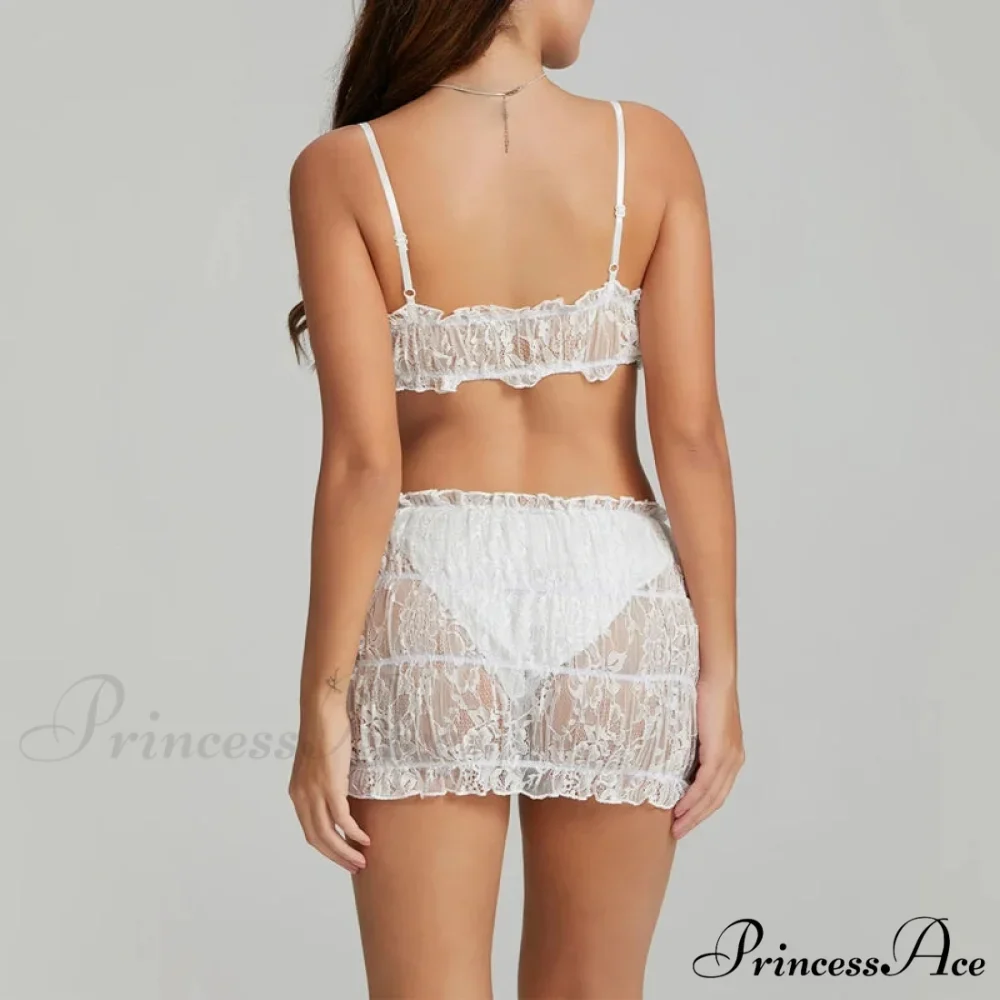 Transparent Thin Strap Camisole Short Skirt Two Pieces Set - Image 6