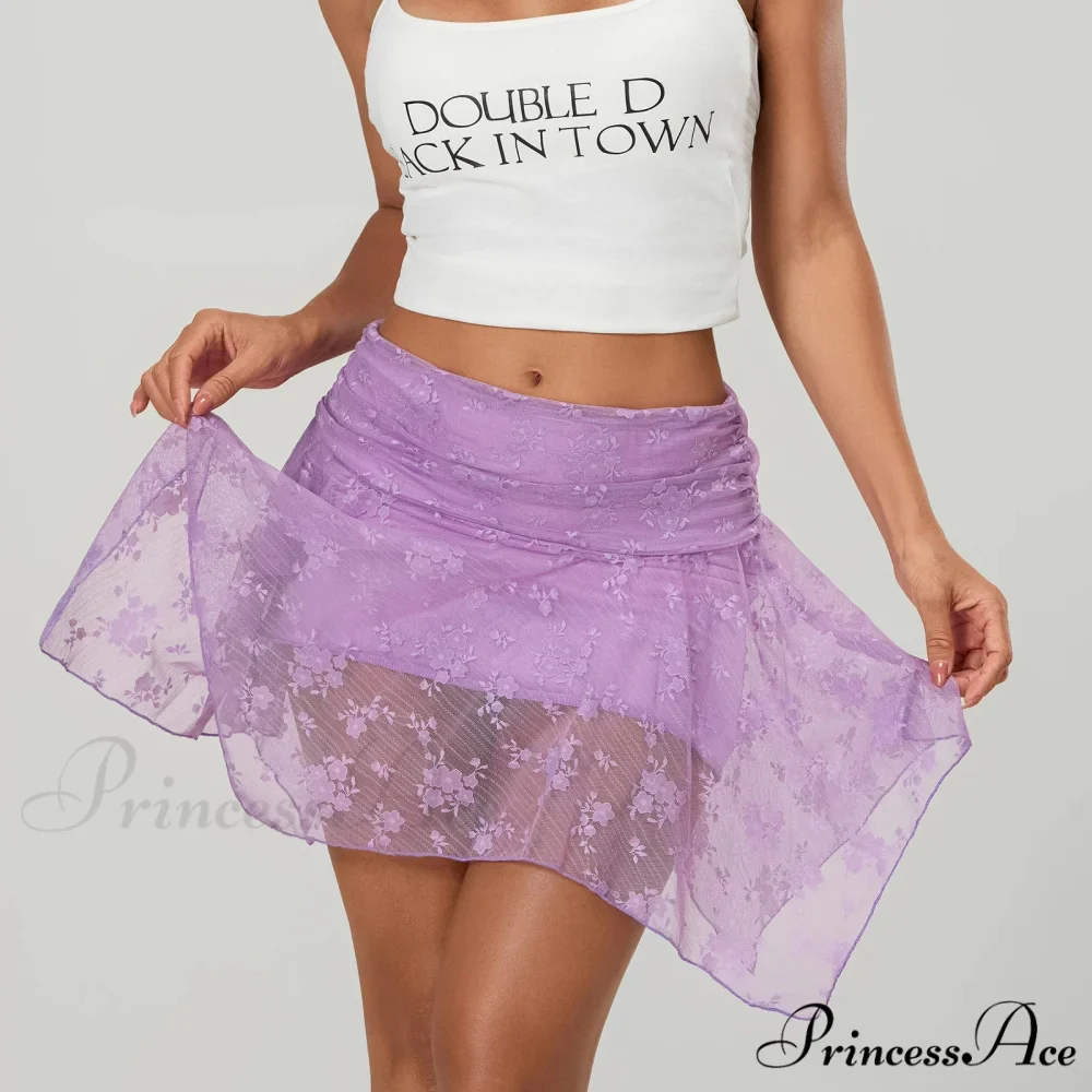Transparent Uneven Ruffle Edge Skirt - Image 6