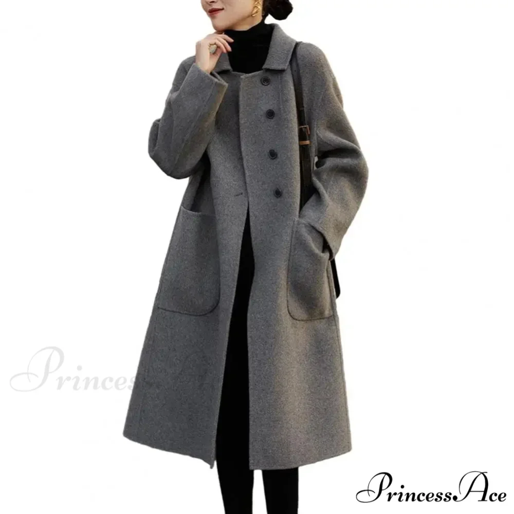 Travel Style Woolen Collar Overcoat - Image 5