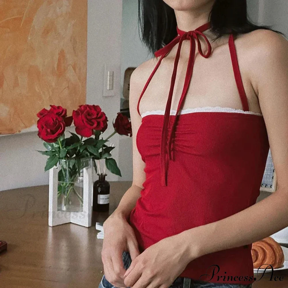 Trim Halter Gathered Fitted Crop Top - Image 2