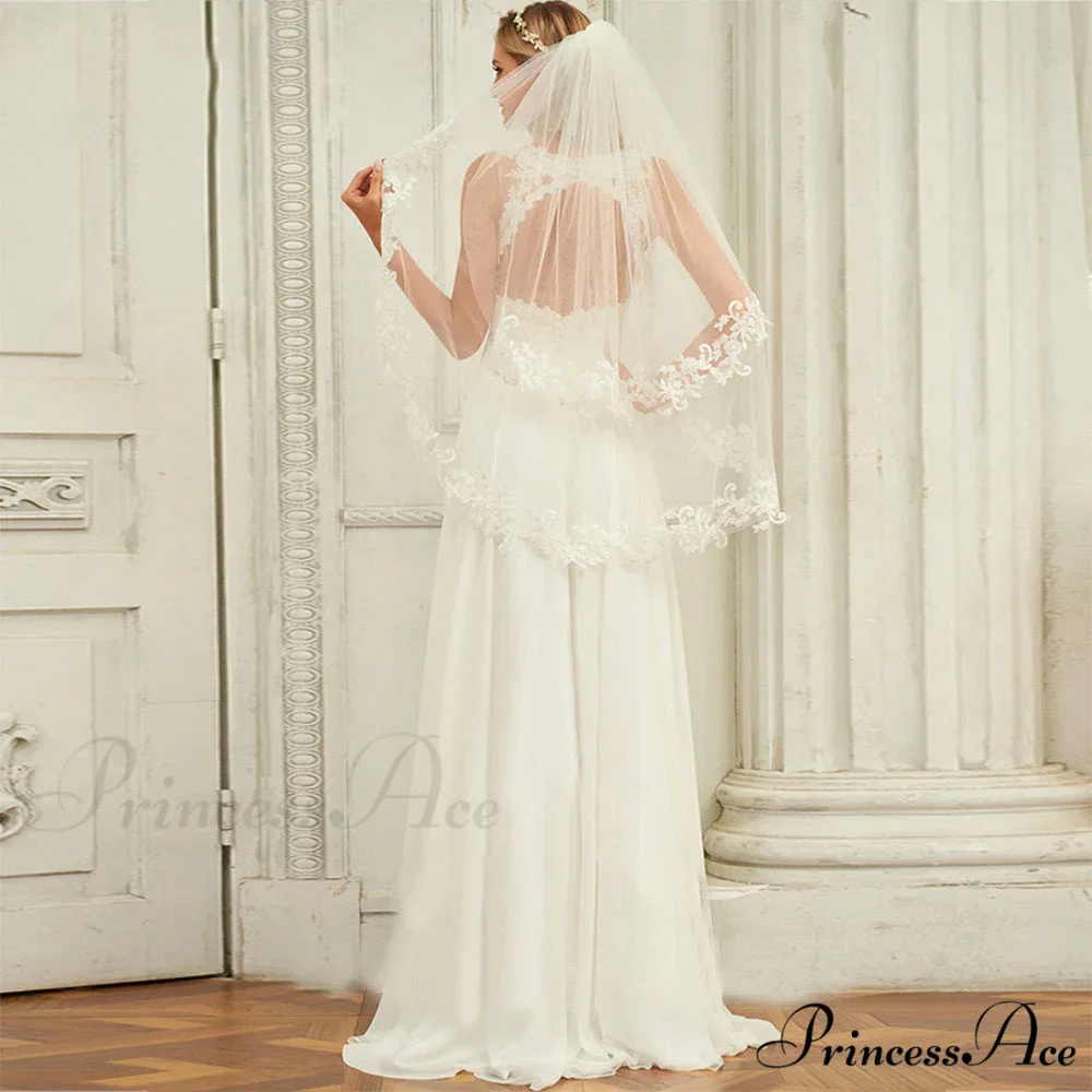 Twin Band Plunging Neckline Lace Bridal Gown - Image 2
