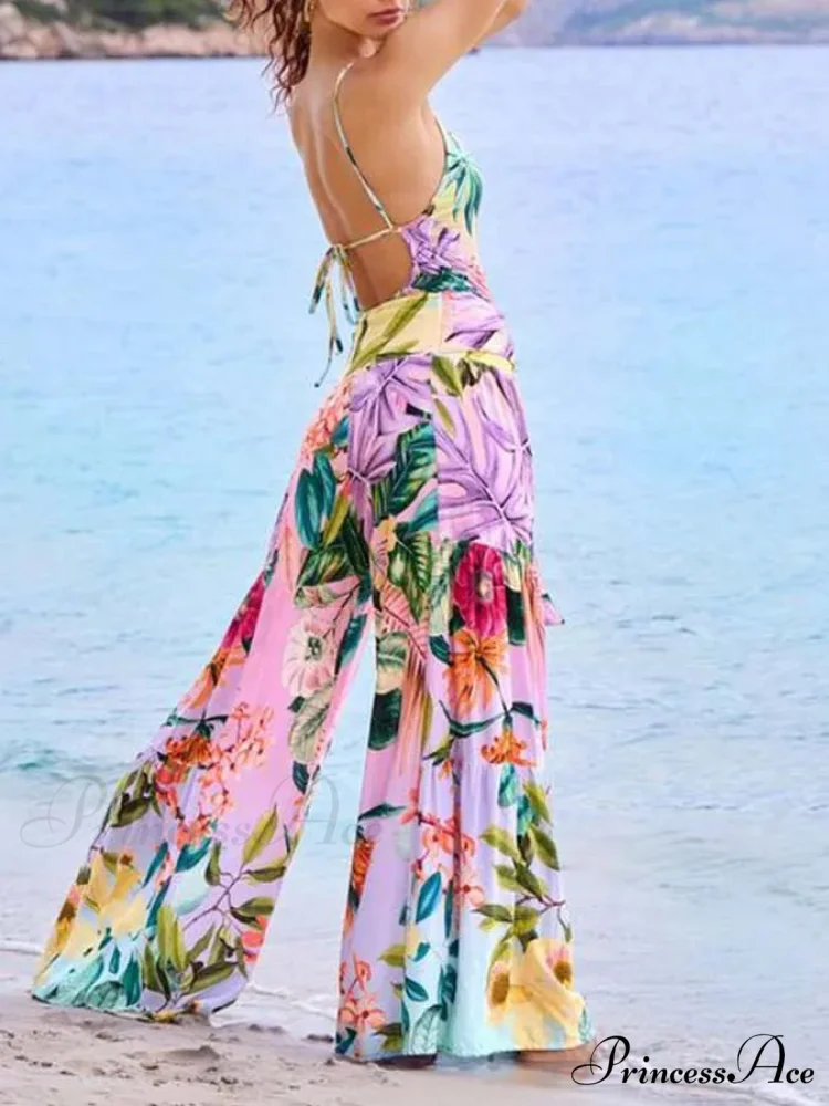 U-shaped Print Swimsuit Long Trousers One Piece - Image 3