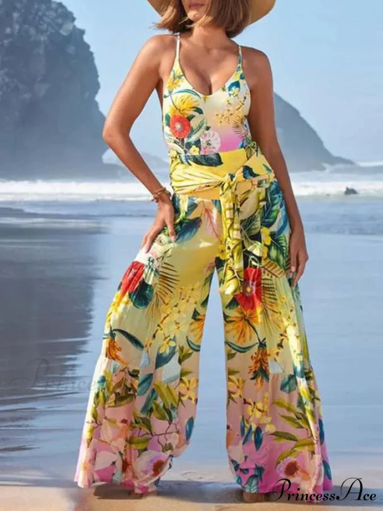 U-shaped Print Swimsuit Long Trousers One Piece - Image 5