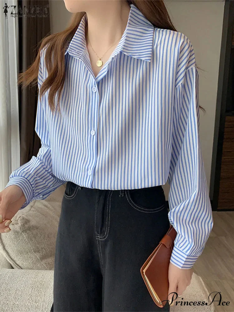 Uneven Lace-Up Button Lapel Blouse - Image 11