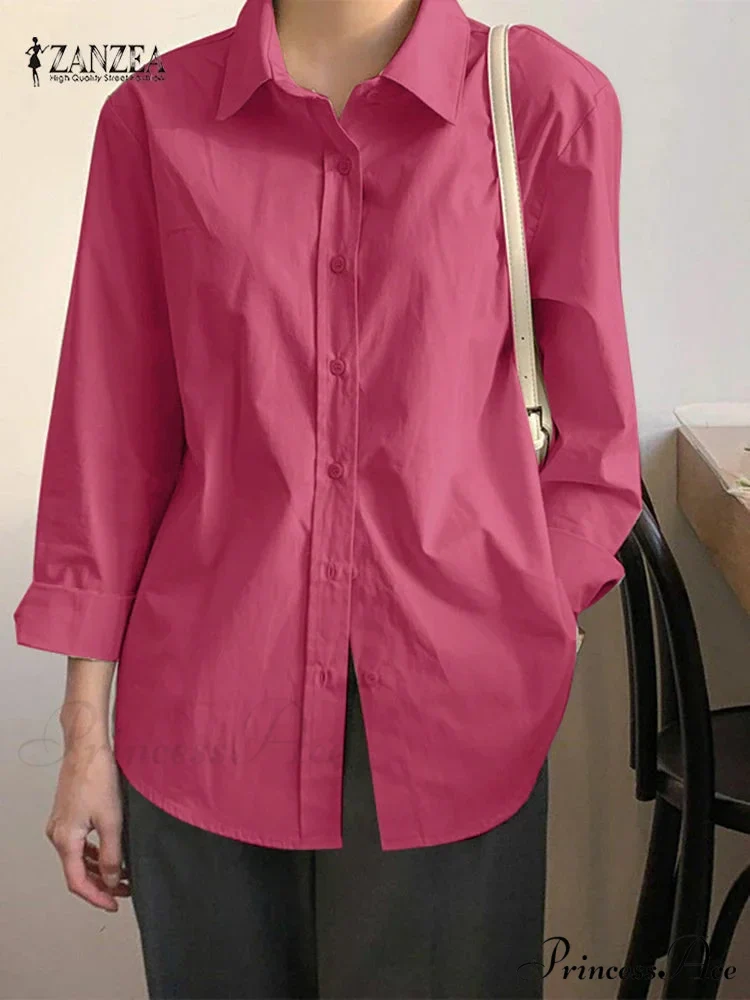 Uneven Lace-Up Button Lapel Blouse - Image 9