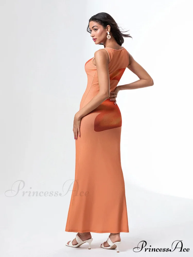 Uneven Neck Tank Sleeveless Wrap Bodycon Floral Vacation Dress - Image 4