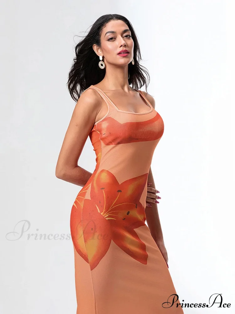 Uneven Neck Tank Sleeveless Wrap Bodycon Floral Vacation Dress - Image 6