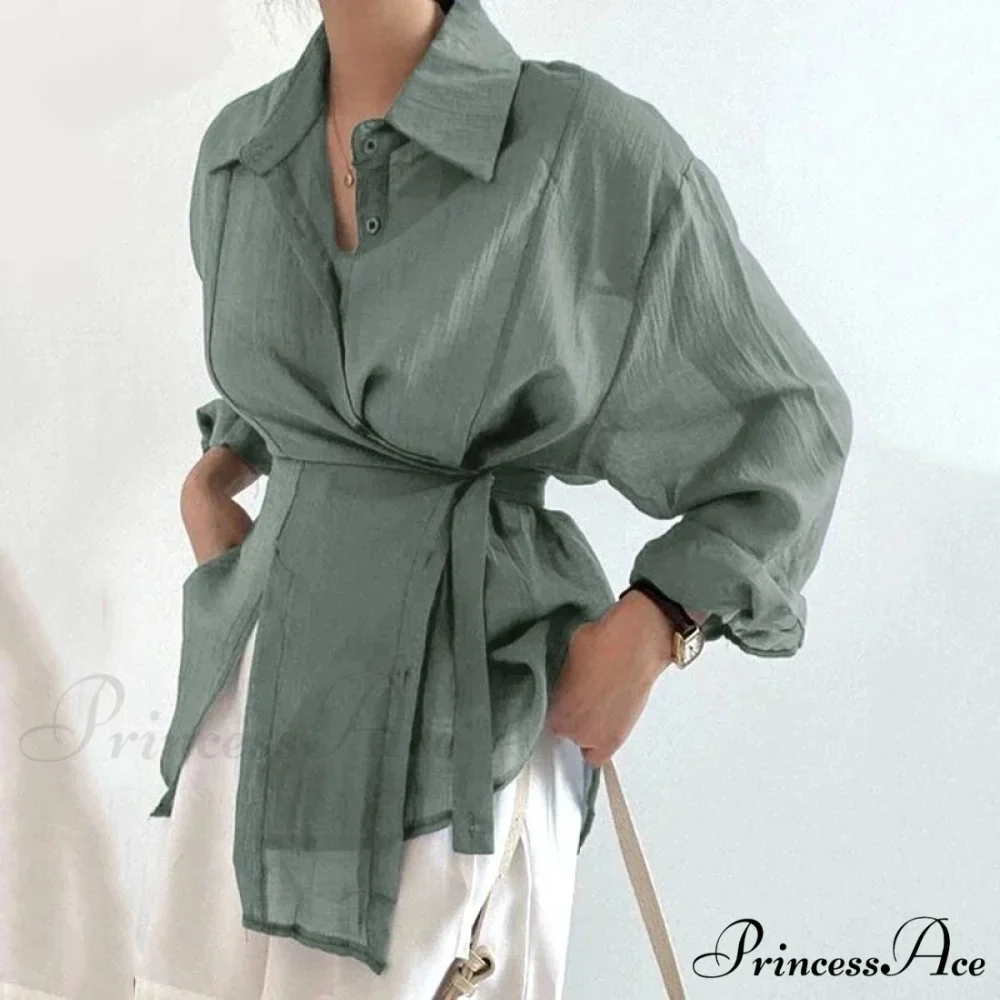 Unpredictable Solid Long Sleeve Sunscreen Blouse - Image 4