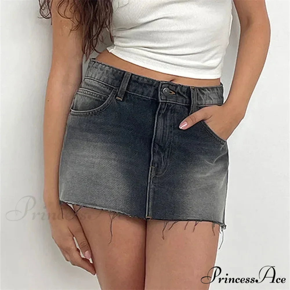 Unprocessed Border Gradient Denim Skirt - Image 5