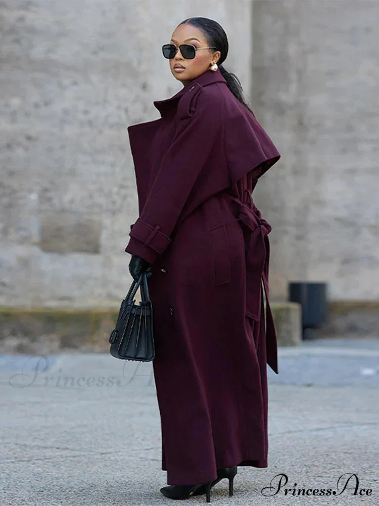 Urban Reddish Woolen Belted Overcoat - Image 4
