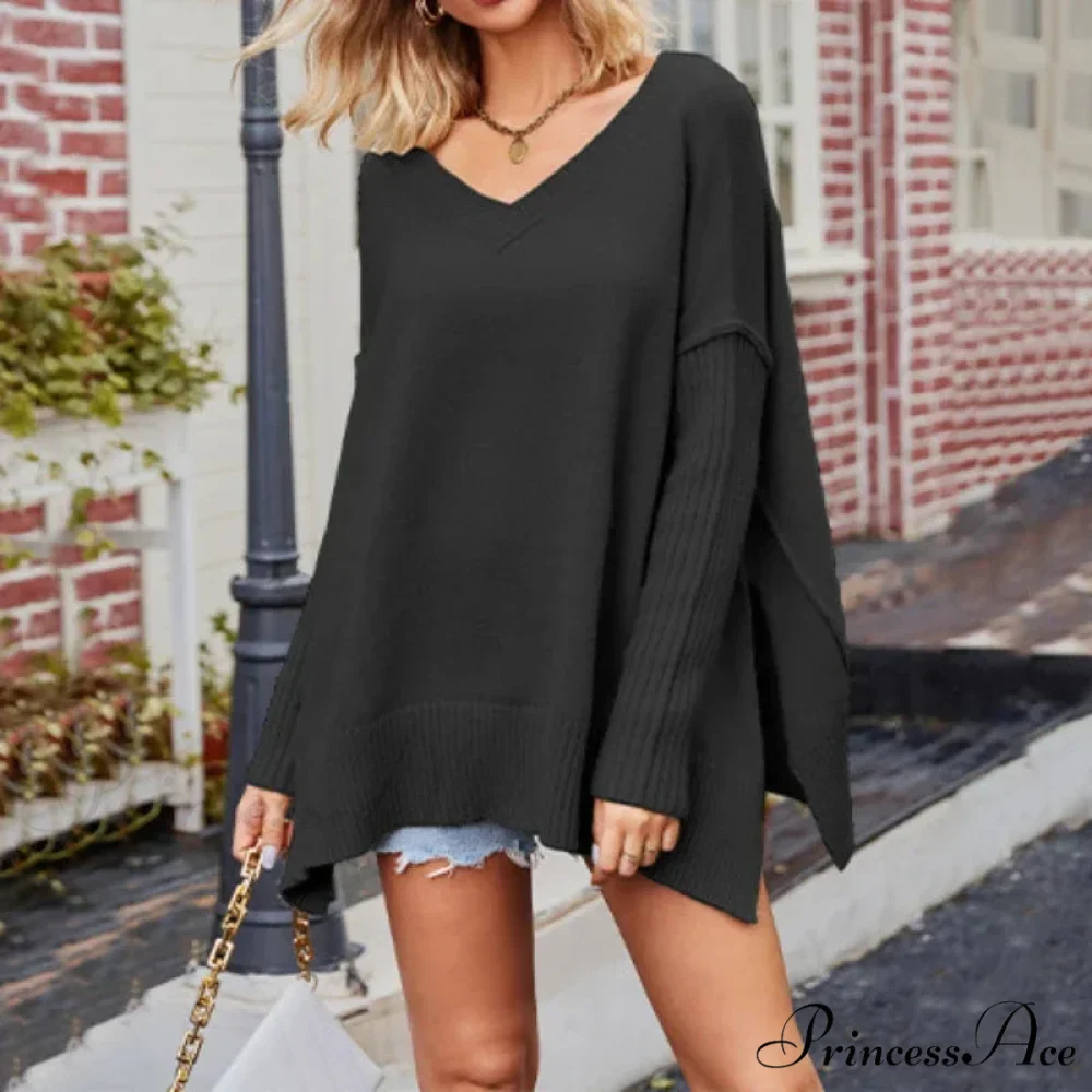 V - Neck Baggy Sweet Sweater - Image 2