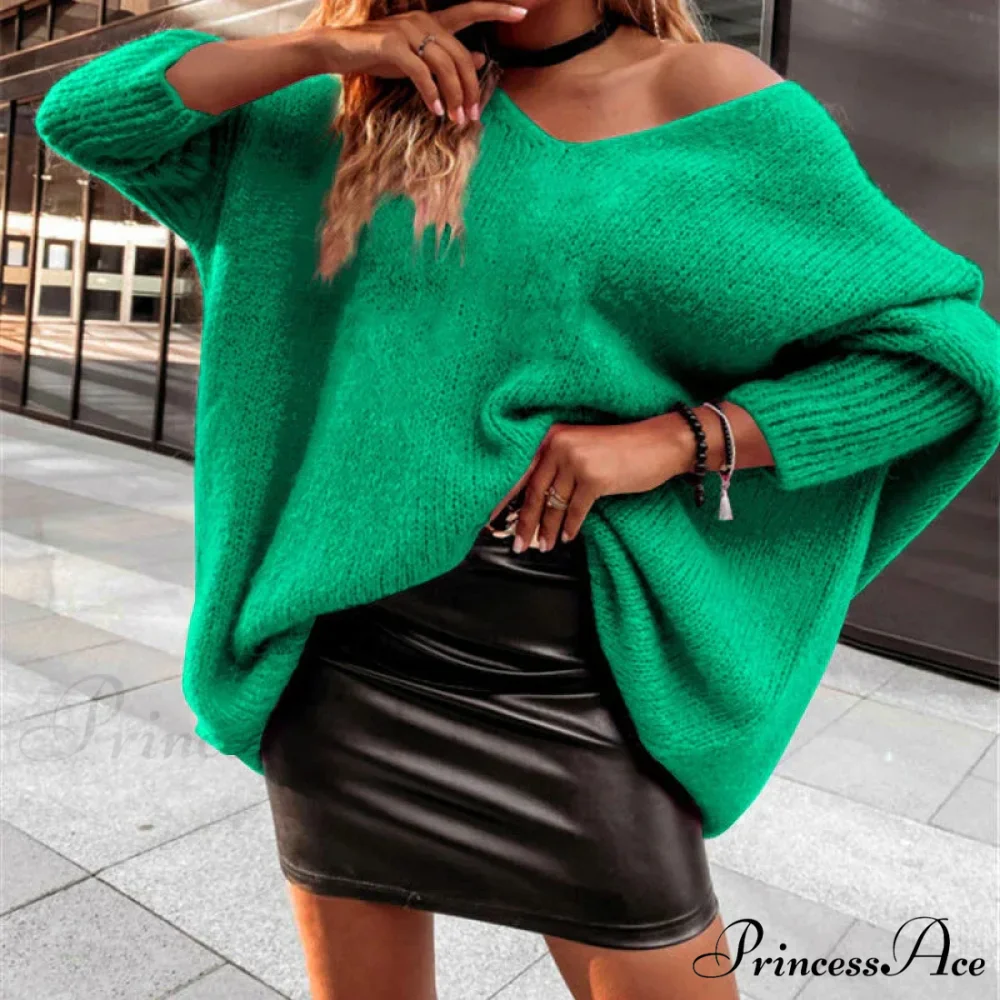 V - Neck Draped Sleeve Y2k Sweater - Image 2