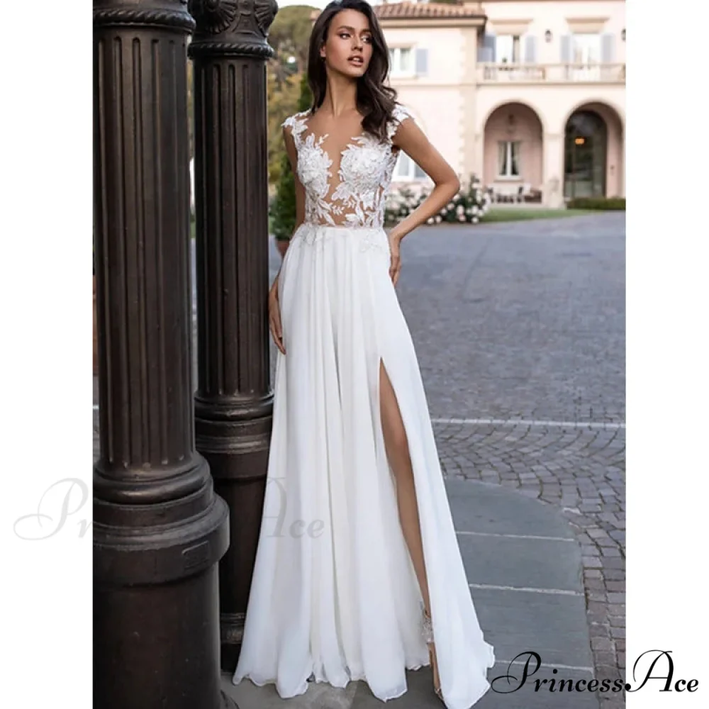 V-Neck Extended Sleeve Open-Back Bridal Gown - Image 3