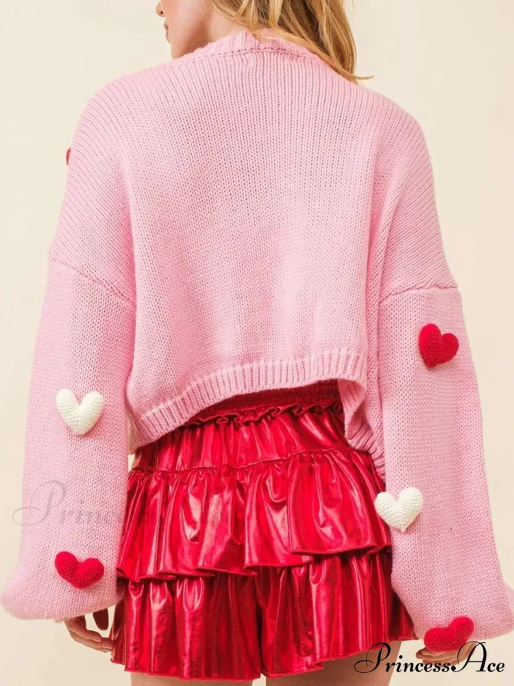 Valentine's Day 3D Heart Embroidery Sweater - Image 2
