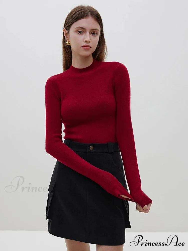 Various Shades Semi High Neck Slim Knitted Sweater - Image 7