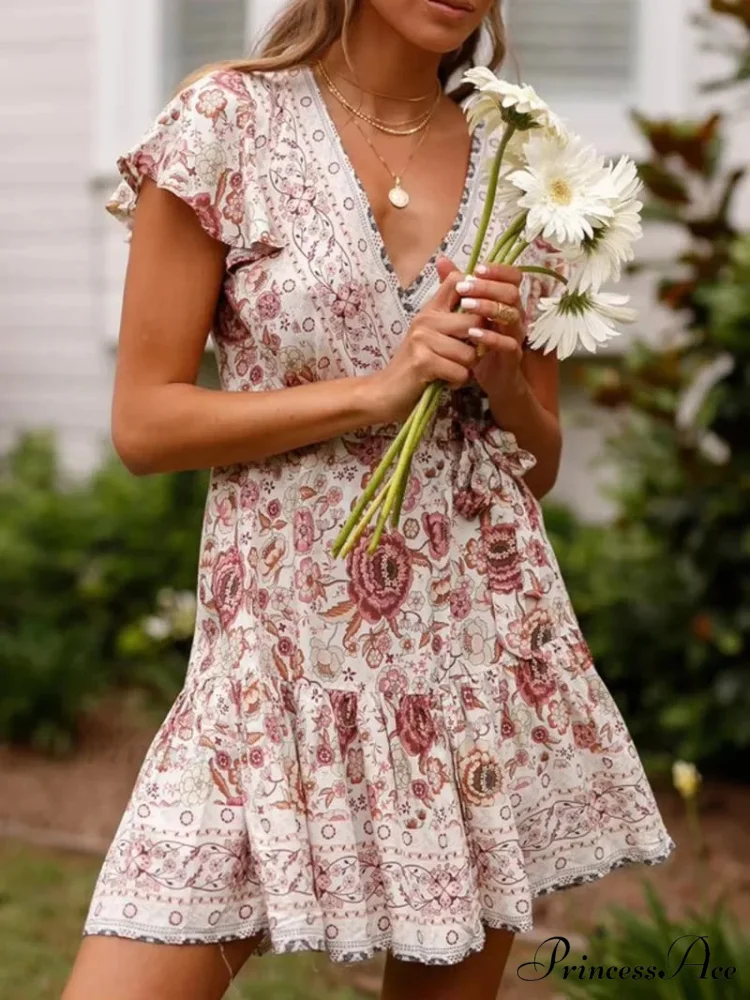 Verdant Flowery Low-cut Bohemian Sun Dress - Image 2