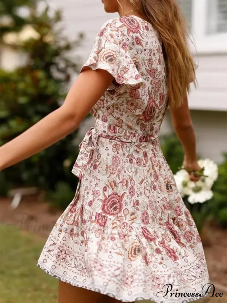Verdant Flowery Low-cut Bohemian Sun Dress - Image 3