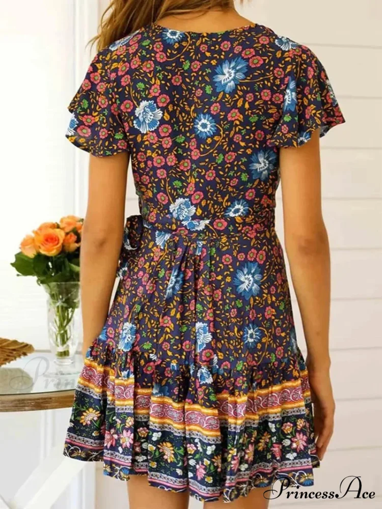 Verdant Flowery Low-cut Bohemian Sun Dress - Image 5