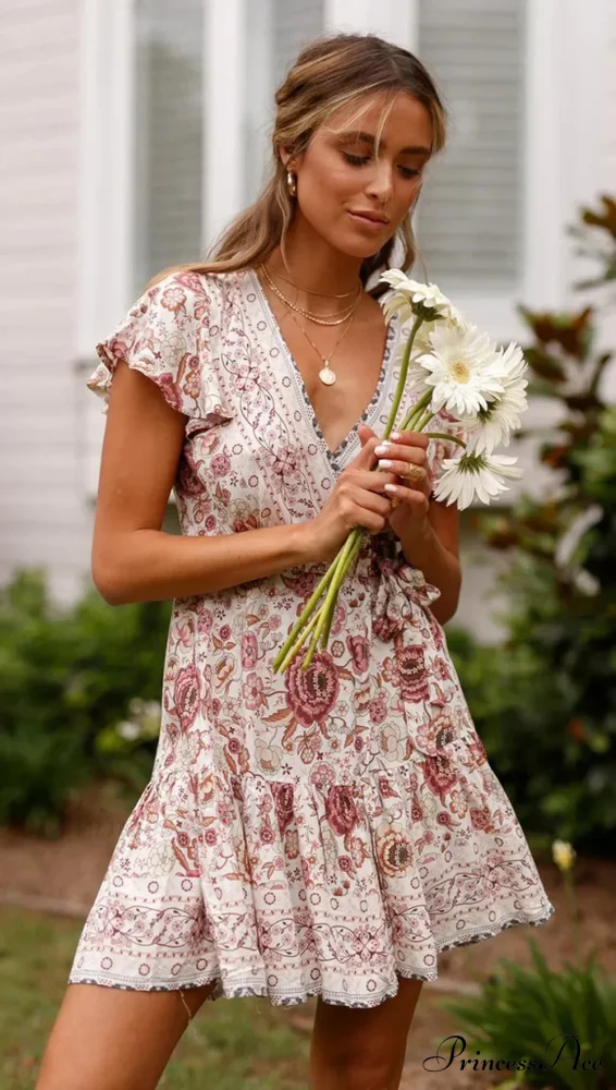 Verdant Flowery Low-cut Bohemian Sun Dress - Image 7