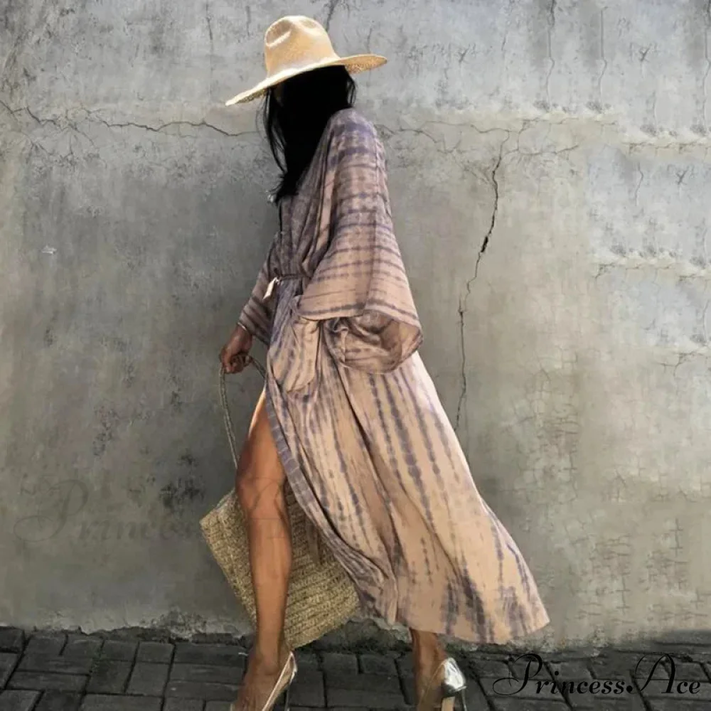 Verdant Patterned Satin Kimono Robe Bohemian Wrap - Image 2