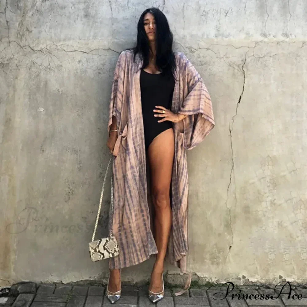 Verdant Patterned Satin Kimono Robe Bohemian Wrap - Image 8