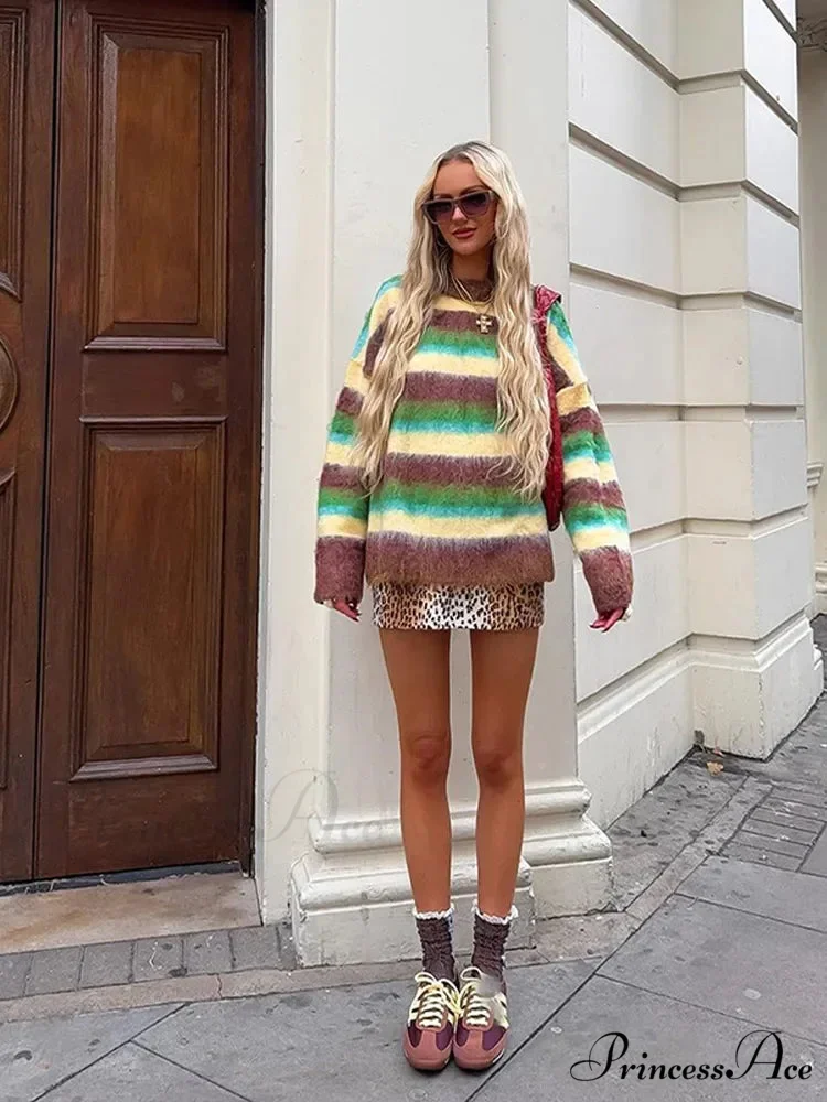 Vibrant Banded Turtleneck Sweater - Image 3