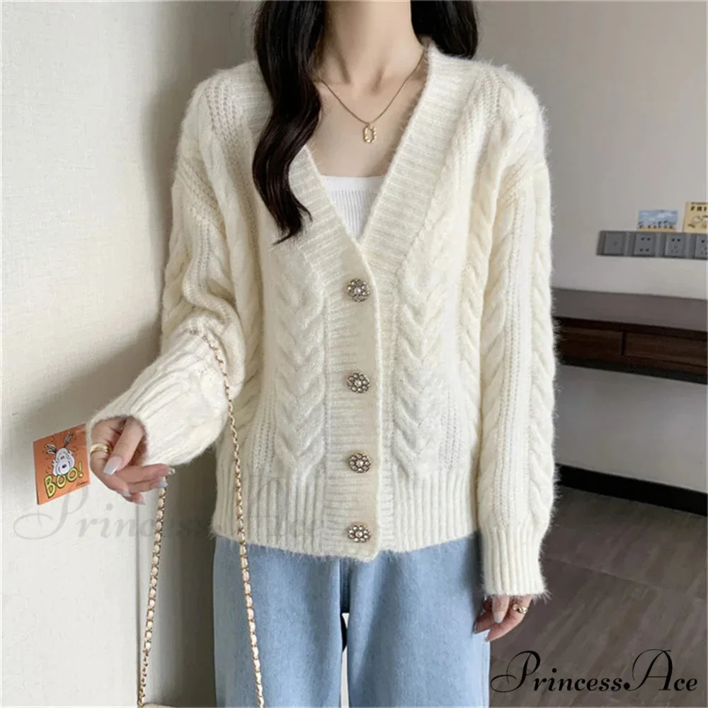 Vibrant Button Patchwork Baggy Knit Cardigan - Image 2