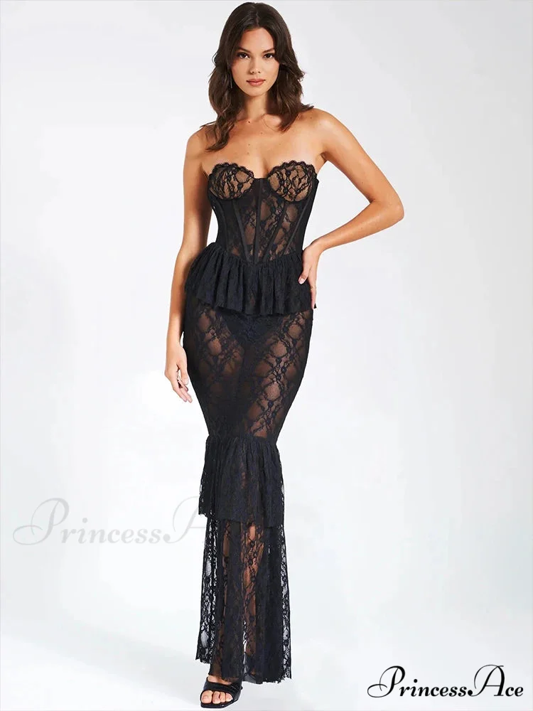 View Lace Mermaid Holiday Dress - Image 4