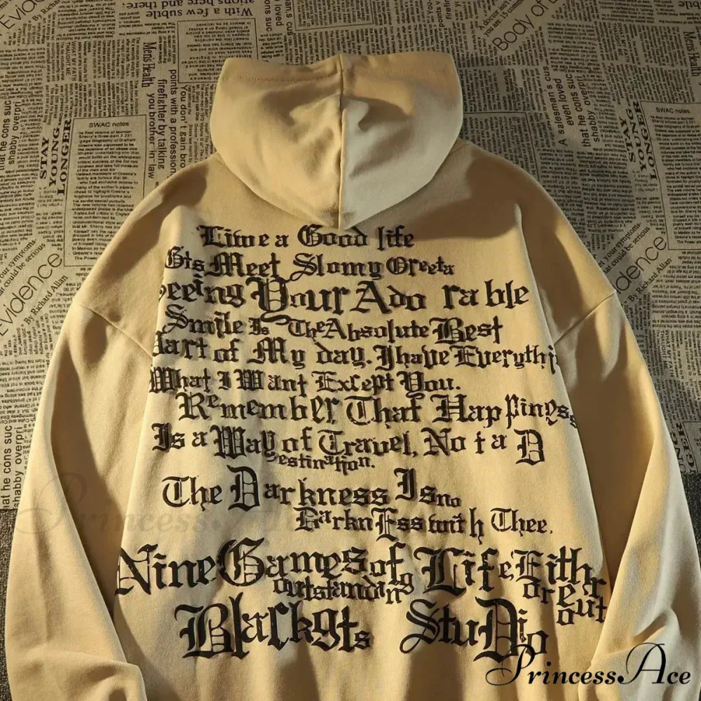 Vintage Big Size Gothic Print Hoodie - Image 2