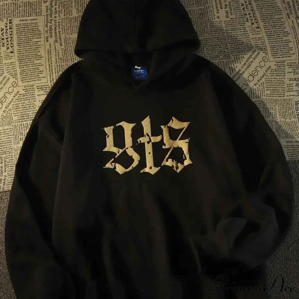 Vintage Big Size Gothic Print Hoodie - Image 3