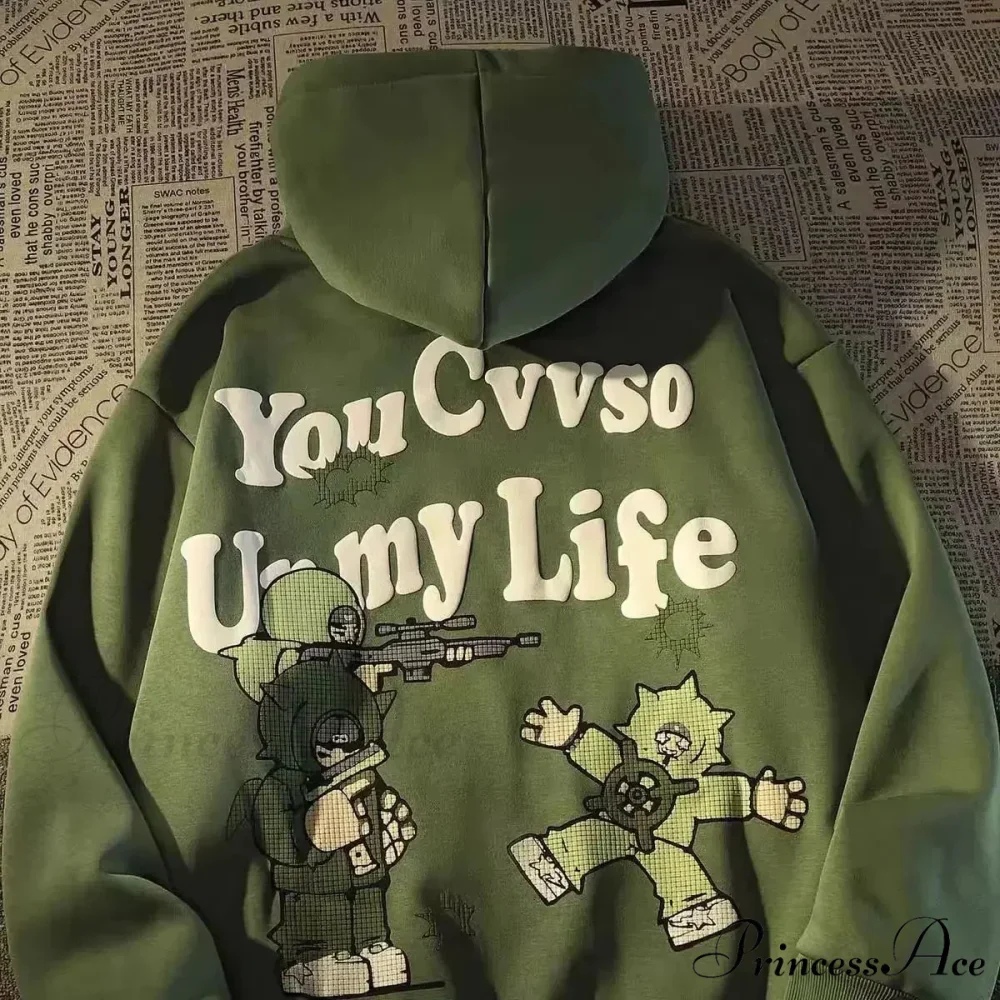 Vintage Big Size Gothic Print Hoodie - Image 6
