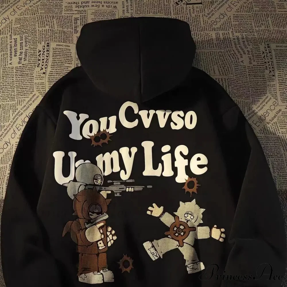 Vintage Big Size Gothic Print Hoodie - Image 7
