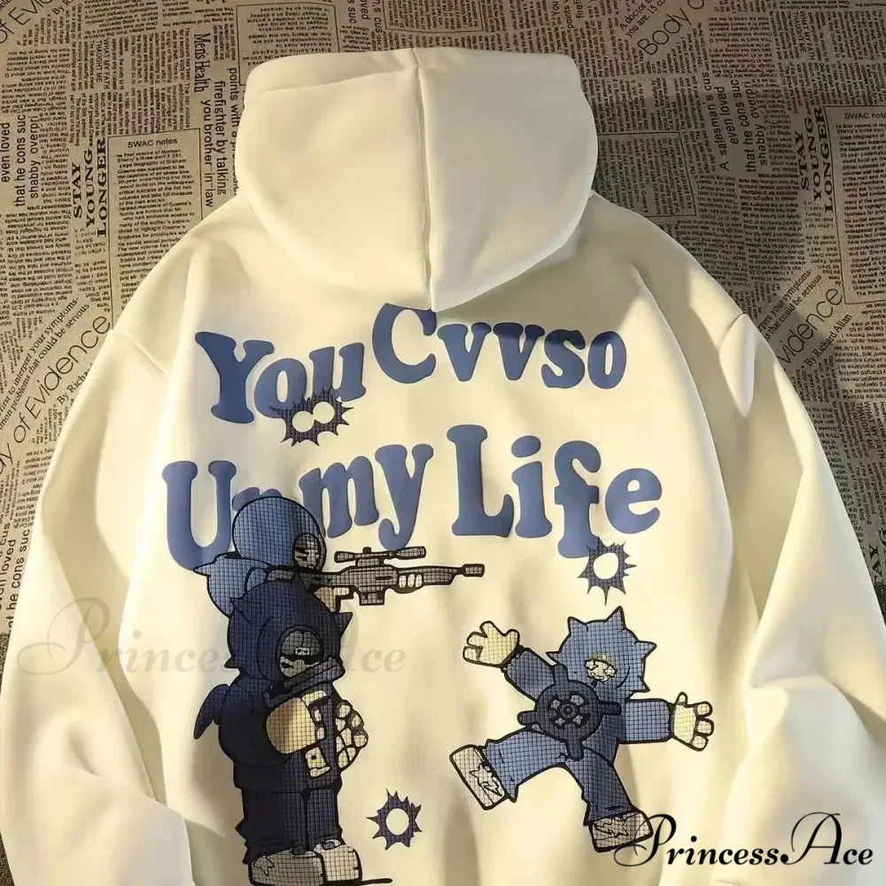 Vintage Big Size Gothic Print Hoodie - Image 8